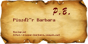 Piszár Barbara névjegykártya